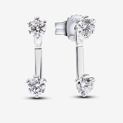 Lab-grown Diamond Stud Drop Jacket Earrings 1.00 carat tw Sterling Silver