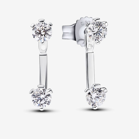 Lab-grown Diamond Stud Drop Jacket Earrings 1.00 carat tw Sterling Silver
