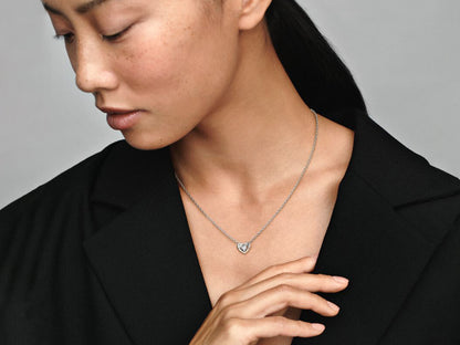 Radiant Heart & Floating Stone Pendant Collier Necklace