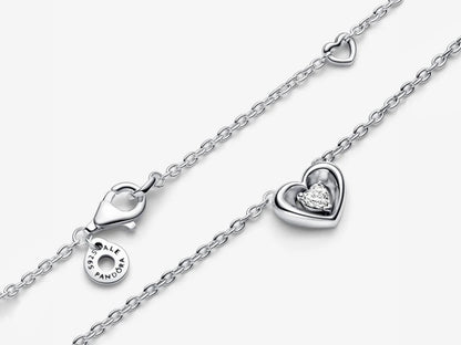 Radiant Heart & Floating Stone Pendant Collier Necklace