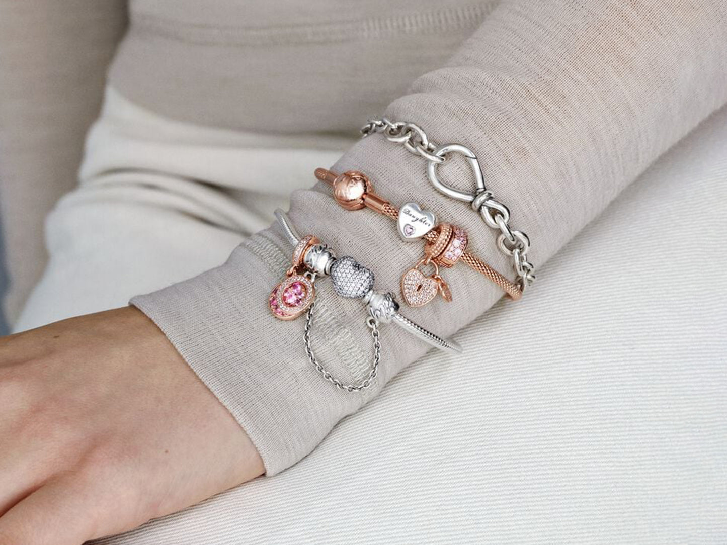 Pavé Heart Padlocks Dangle Charm