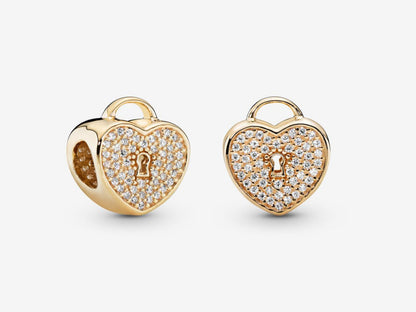 Pavé Heart Lock Charm