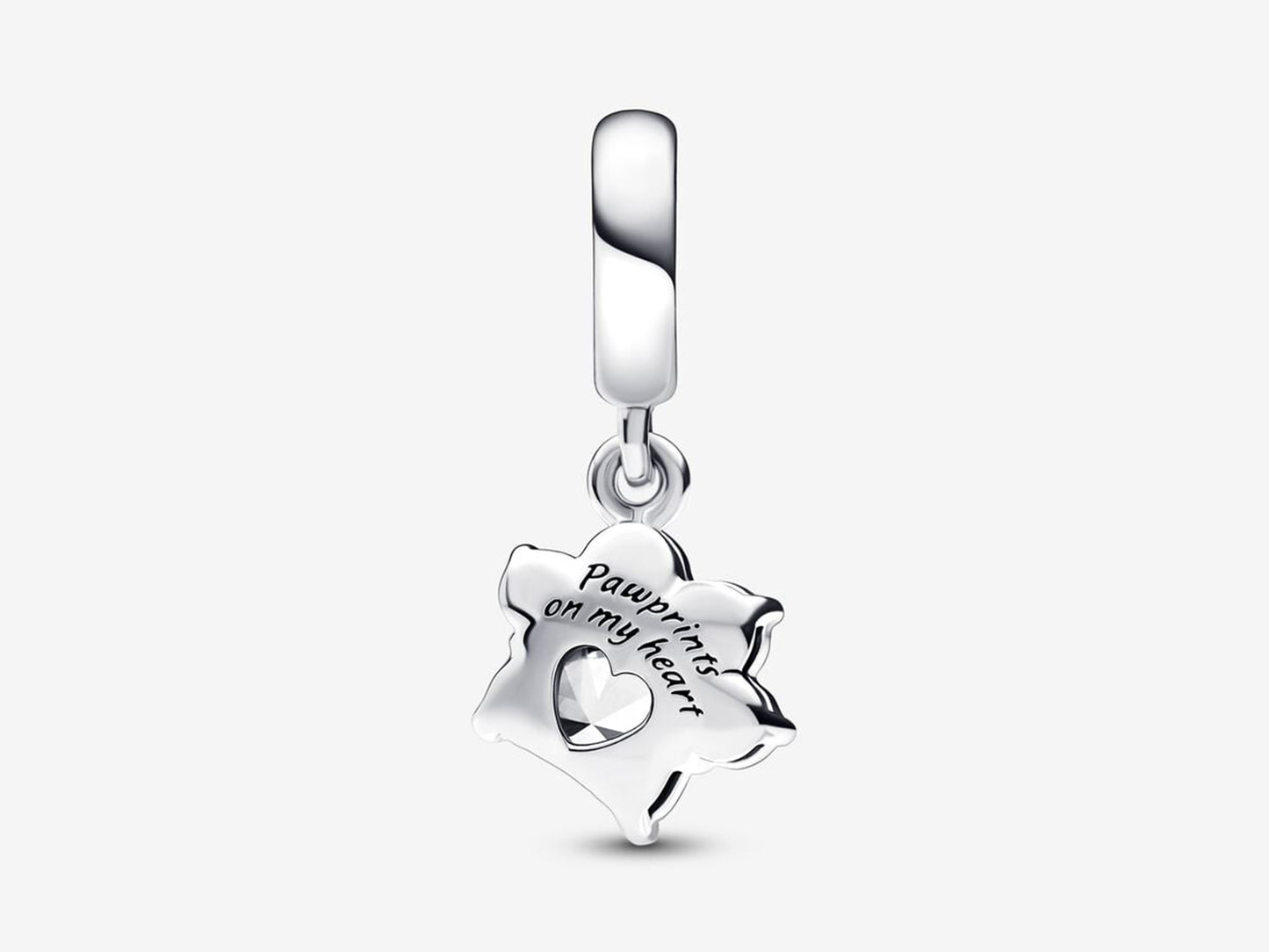 Sparkling Pet Paw Print Dangle Charm