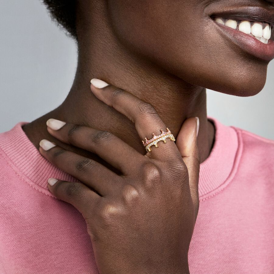 Pink Sparkling Crown Ring