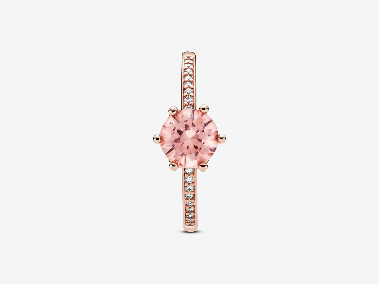 Pink Sparkling Crown Solitaire Ring