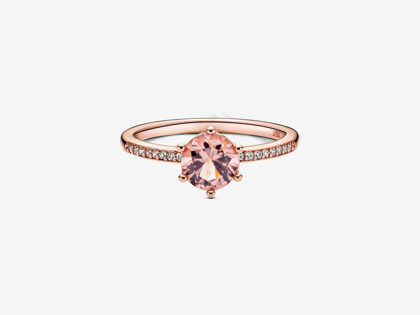 Pink Sparkling Crown Solitaire Ring