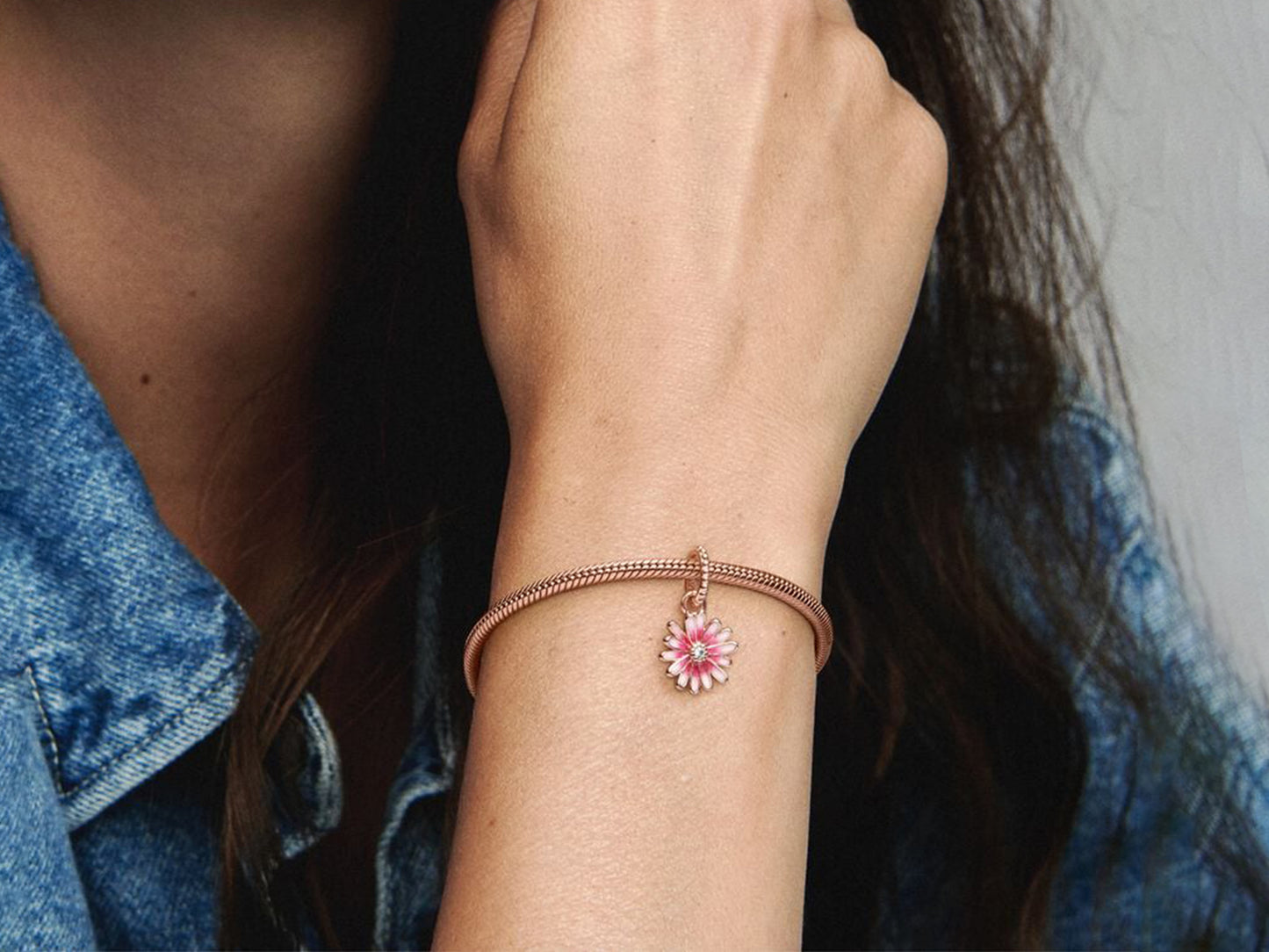 Pink Daisy Flower Dangle Charm