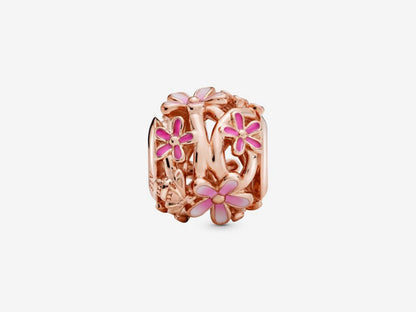 Openwork Pink Daisy Flower Charm