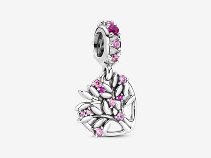 Pink Heart Family Tree Dangle Charm