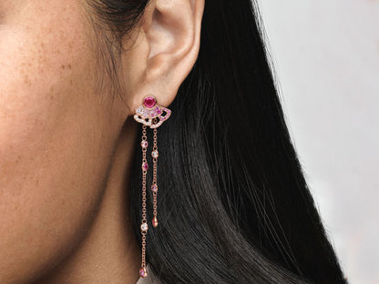 Pink Fan Charm Earrings