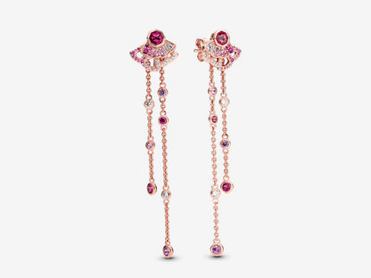 Pink Fan Charm Earrings