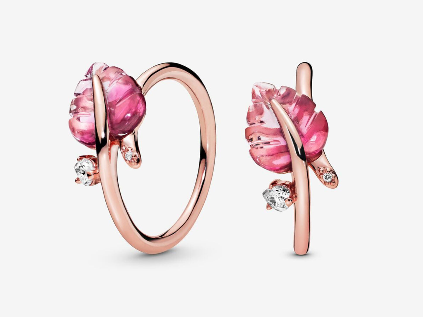 Pink Leaf Murano Ring