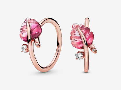 Pink Leaf Murano Ring