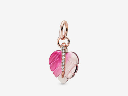 Pink Murano Glass Leaf Charm