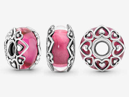 Pink Murano Heart Charm