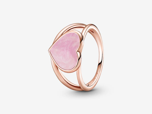 Pink Swirl Heart Charm Ring
