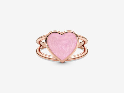 Pink Swirl Heart Charm Ring