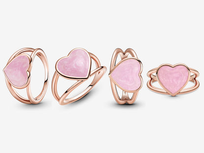 Pink Swirl Heart Charm Ring