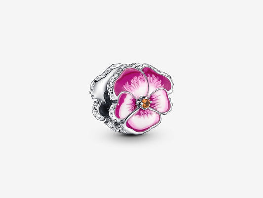 Pink Pansy Flower Charm