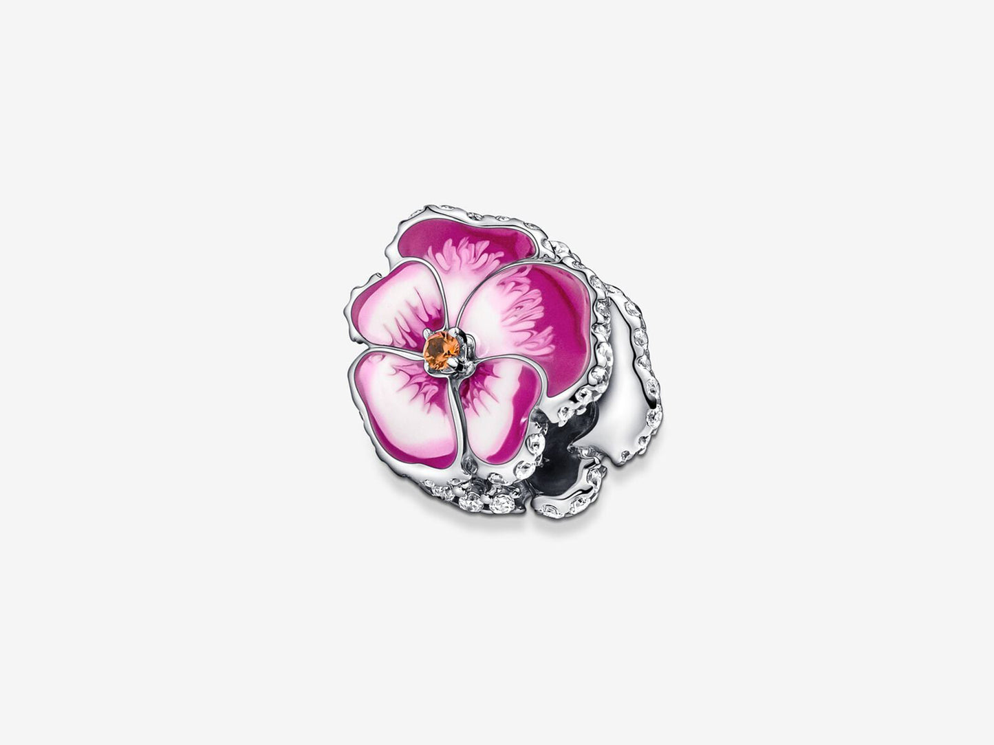 Pink Pansy Flower Charm