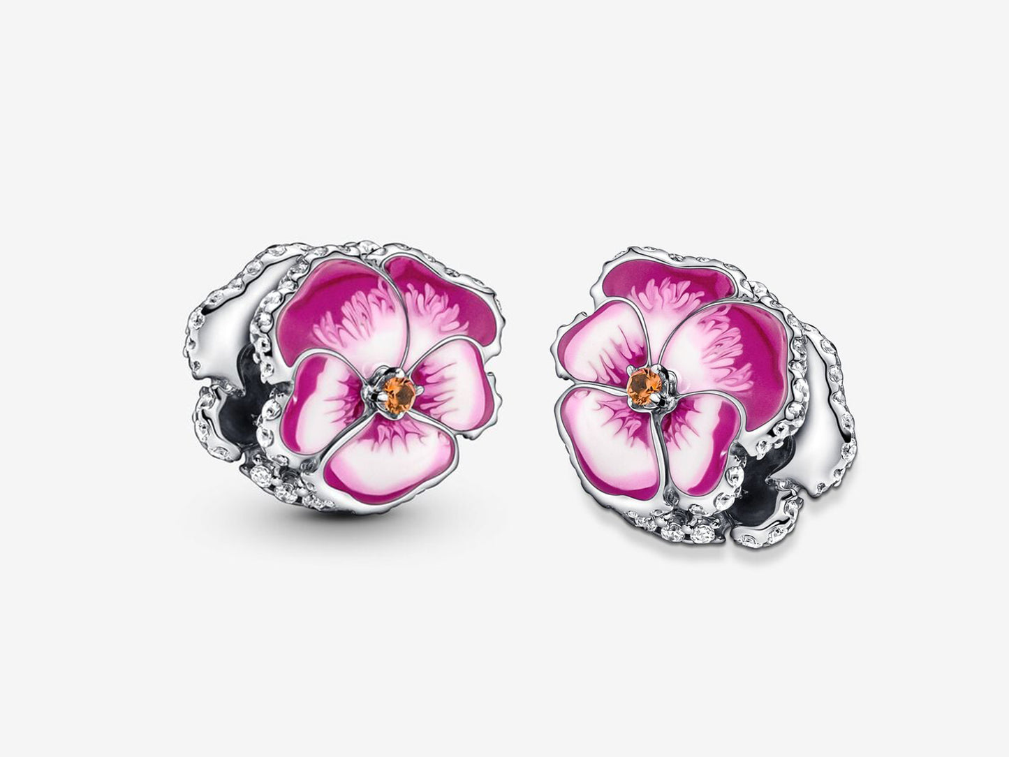 Pink Pansy Flower Charm