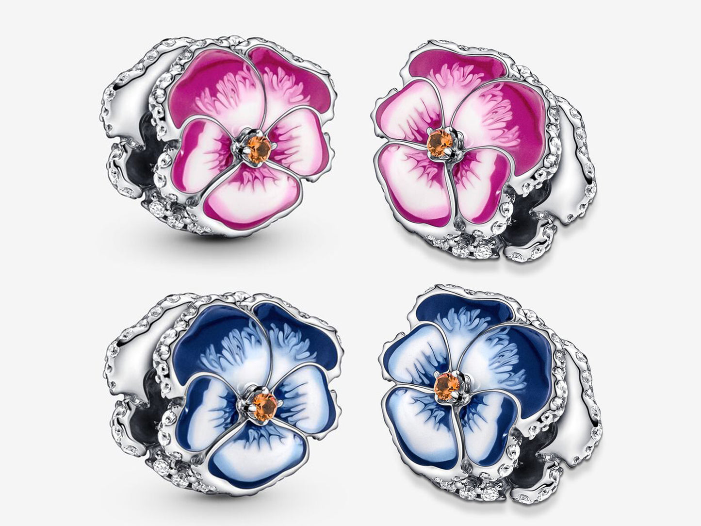 Pink Pansy Flower Charm
