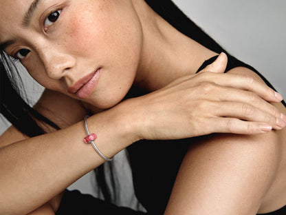 Wavy Fancy Pink Murano Glass Charm