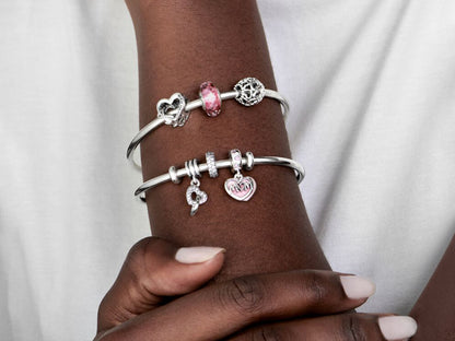 Wavy Fancy Pink Murano Glass Charm