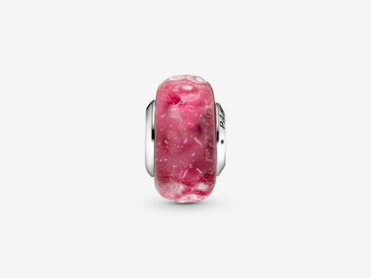 Wavy Fancy Pink Murano Glass Charm