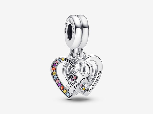 Puzzle Piece Hearts Splittable Friendship Dangle Charm