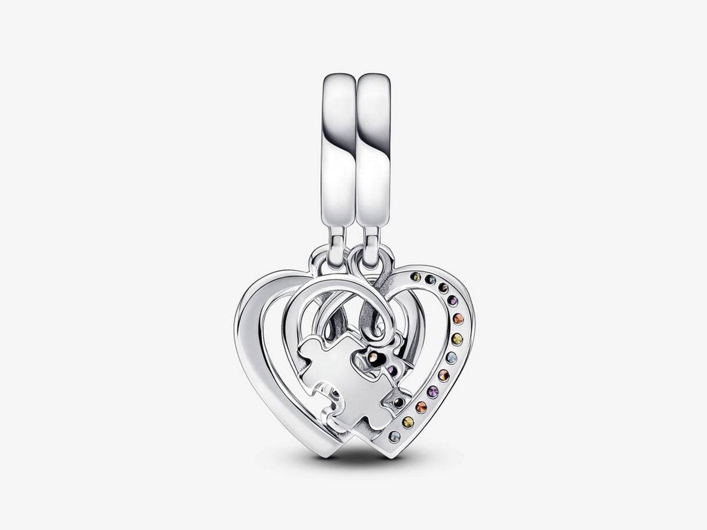 Puzzle Piece Hearts Splittable Friendship Dangle Charm