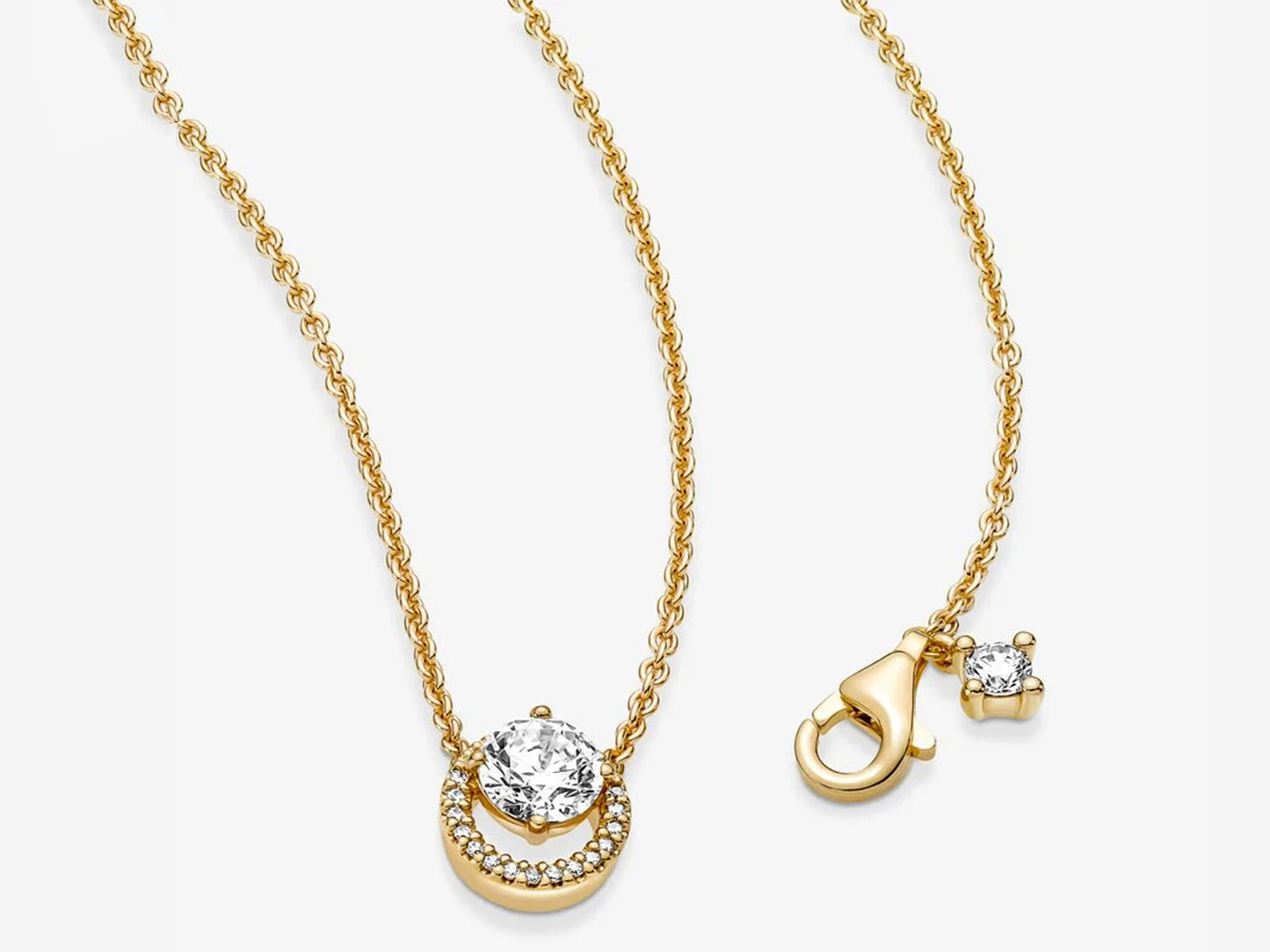 Sparkling Round Halo Pendant Collier Necklace