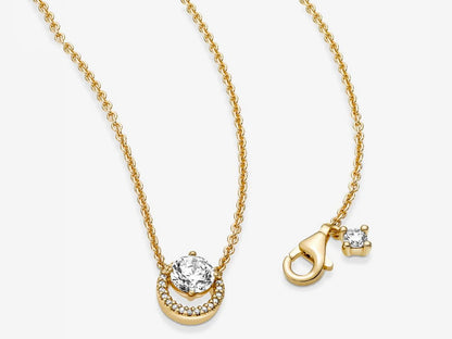 Sparkling Round Halo Pendant Collier Necklace