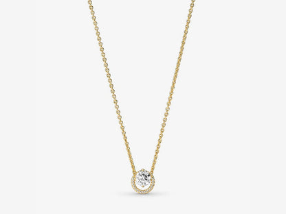 Sparkling Round Halo Pendant Collier Necklace