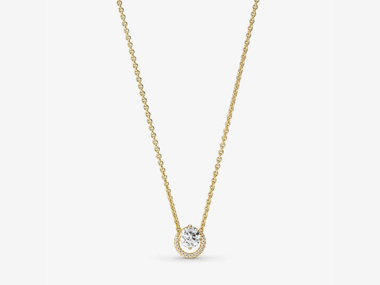 Sparkling Round Halo Pendant Collier Necklace