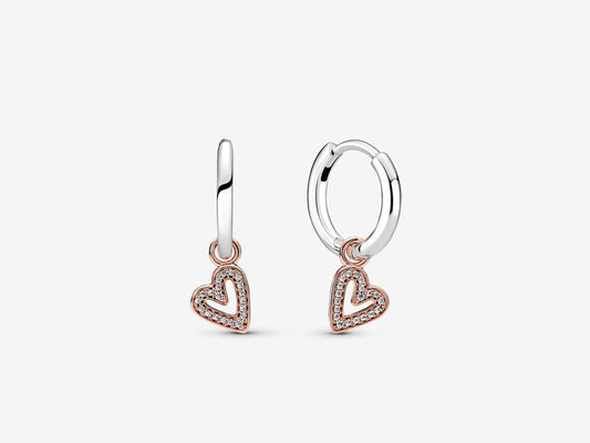 Sparkling Freehand Heart Hoop Earrings