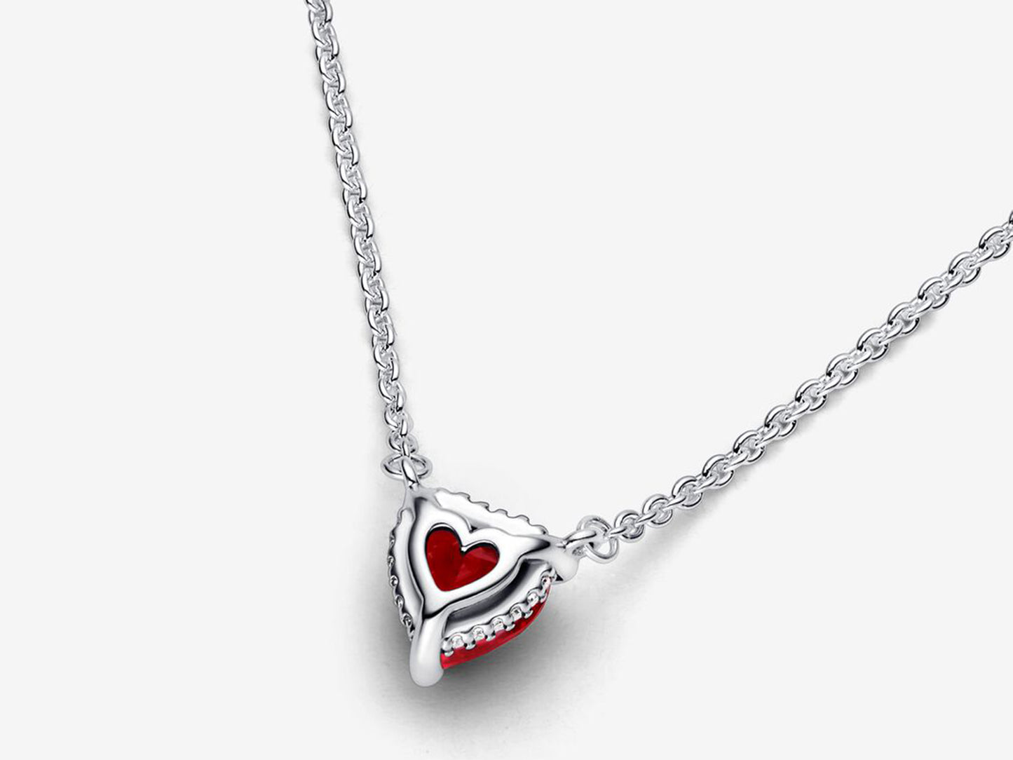 Sparkling Heart Halo Pendant Collier Necklace