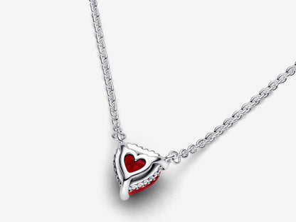 Sparkling Heart Halo Pendant Collier Necklace