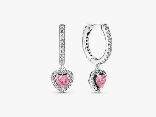 Sparkling Halo Heart Hoop Earrings
