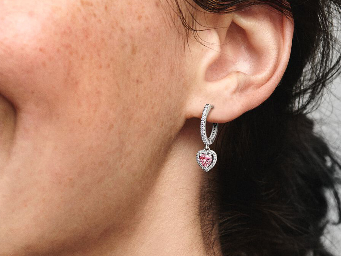Sparkling Halo Heart Hoop Earrings