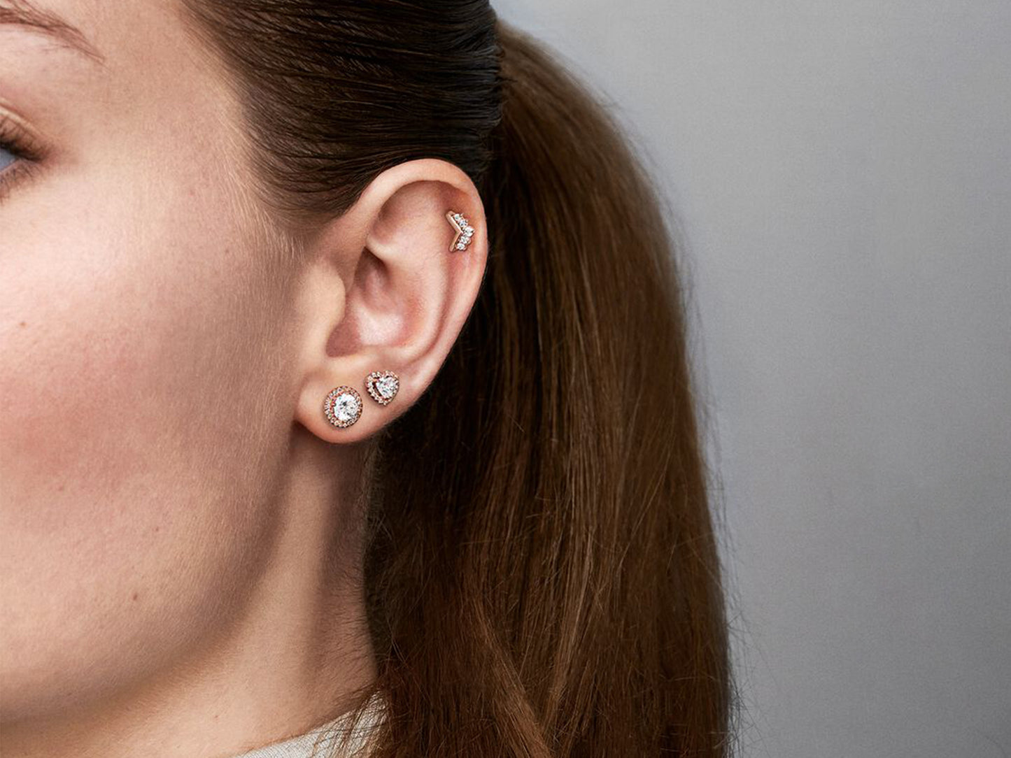 Sparkling Elevated Heart Stud Earrings