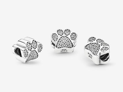 Sparkling Paw Print Charm