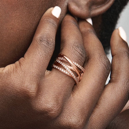 Sparkling & Polished Lines Ring