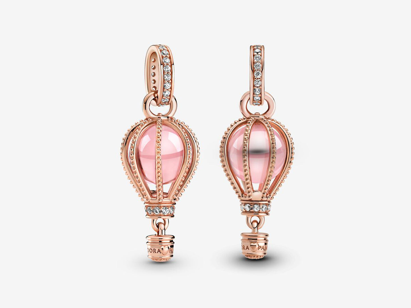 Sparkling Pink Hot Air Balloon Dangle Charm