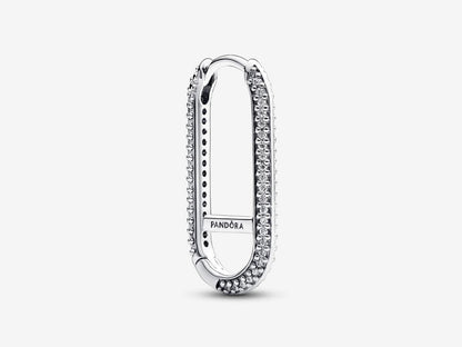 Silver Extended Pavé Link Single Earring