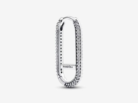 Silver Extended Pavé Link Single Earring