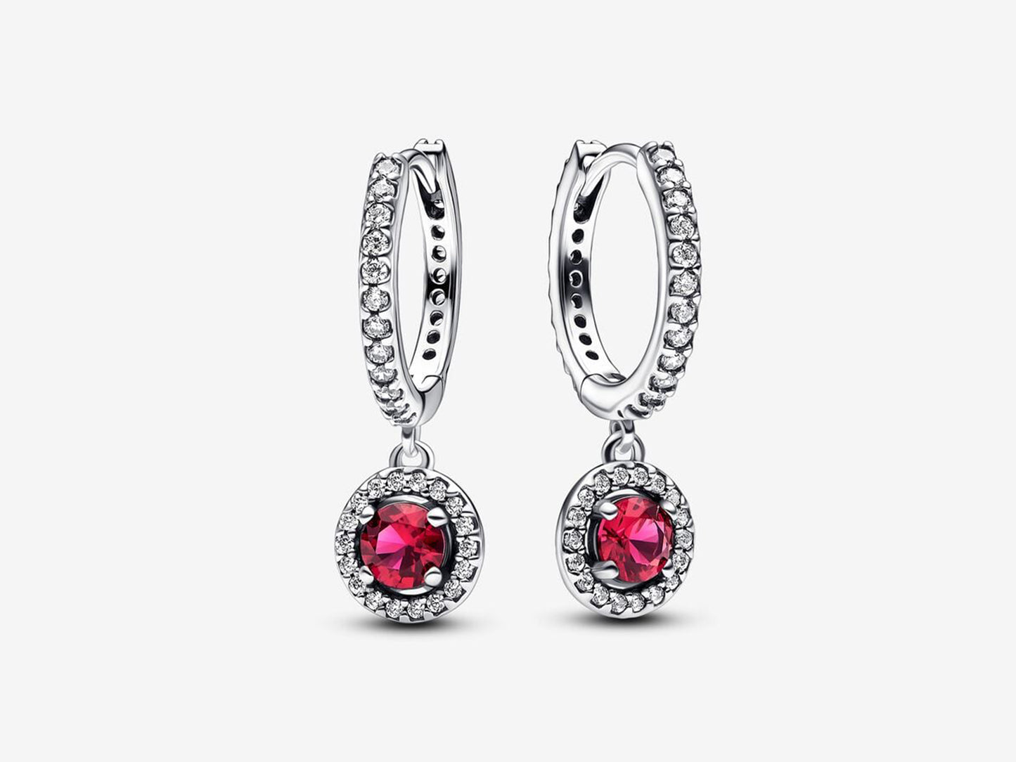 Red Round Sparkling Hoop Earrings
