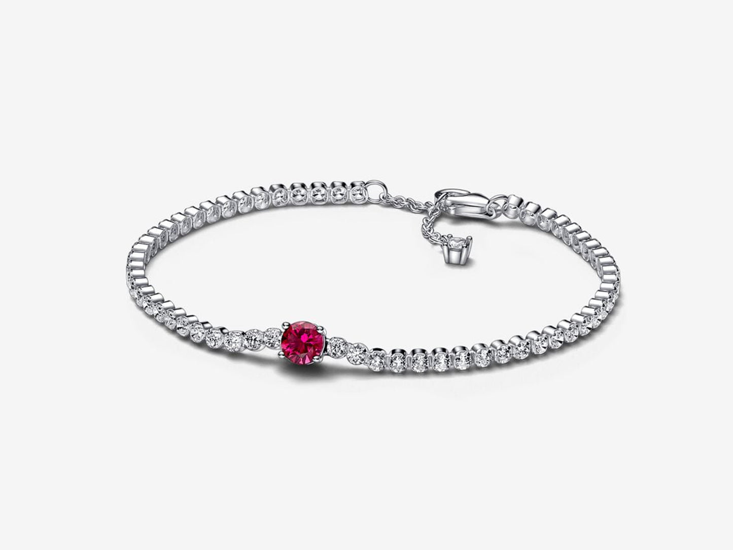 Red Sparkling Round Pavé Tennis Bracelet