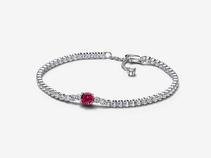 Red Sparkling Round Pavé Tennis Bracelet
