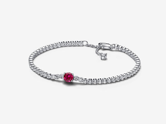 Red Sparkling Round Pavé Tennis Bracelet